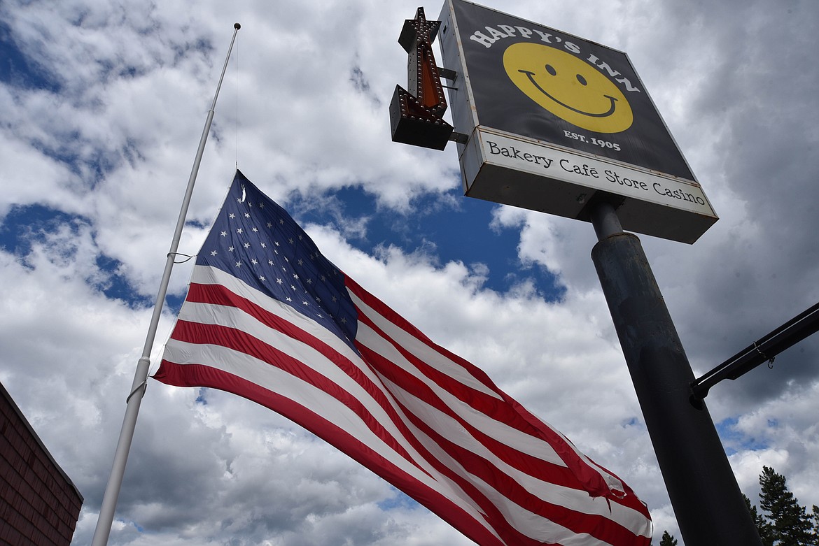 Happy's Inn, between Libby and Kalispell, boasts one of the biggest American flags in the state. (Kate Heston/Daily Inter Lake)