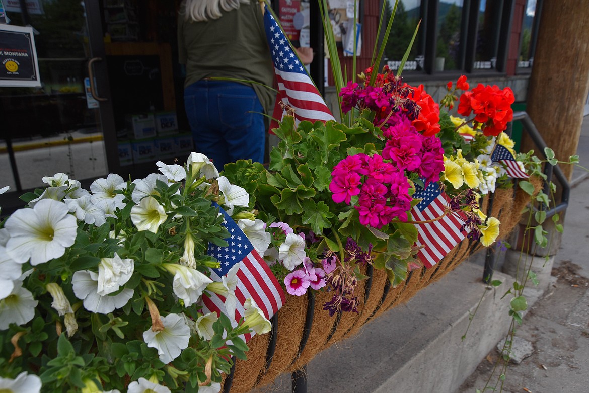 Happy's Inn, between Libby and Kalispell, puts decorations out for the Fourth of July. (Kate Heston/Daily Inter Lake)