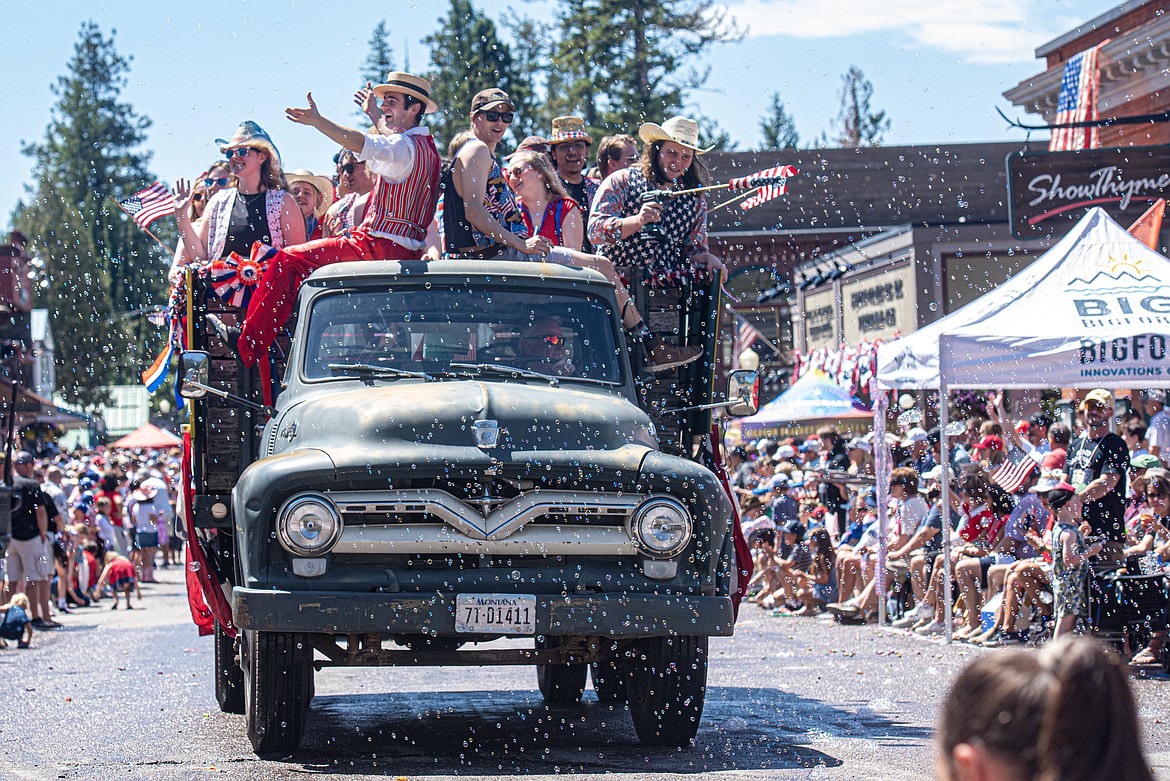 The Bigfork Summer Playhouse crew's entry in the Fourth of July Parade on Thursday. (Avery Howe/Bigfork Eagle)