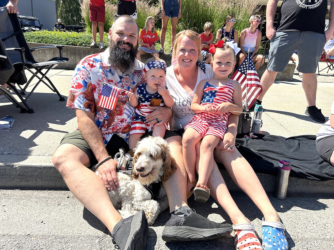 The Freeman family, Brenton Lee Freeman Jr., son Brenton Lee Freeman III, Marci Freeman and daughter Makenna Freeman of Hayden enjoy the American Heroes Parade.