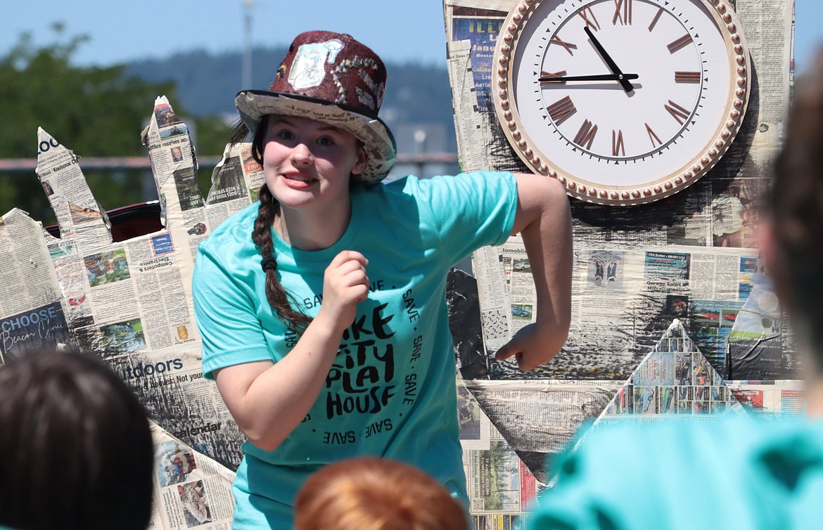 Scarlett Hunt performs with the Lake City Playhouse entry in the Fourth of July parade in Coeur d'Alene.