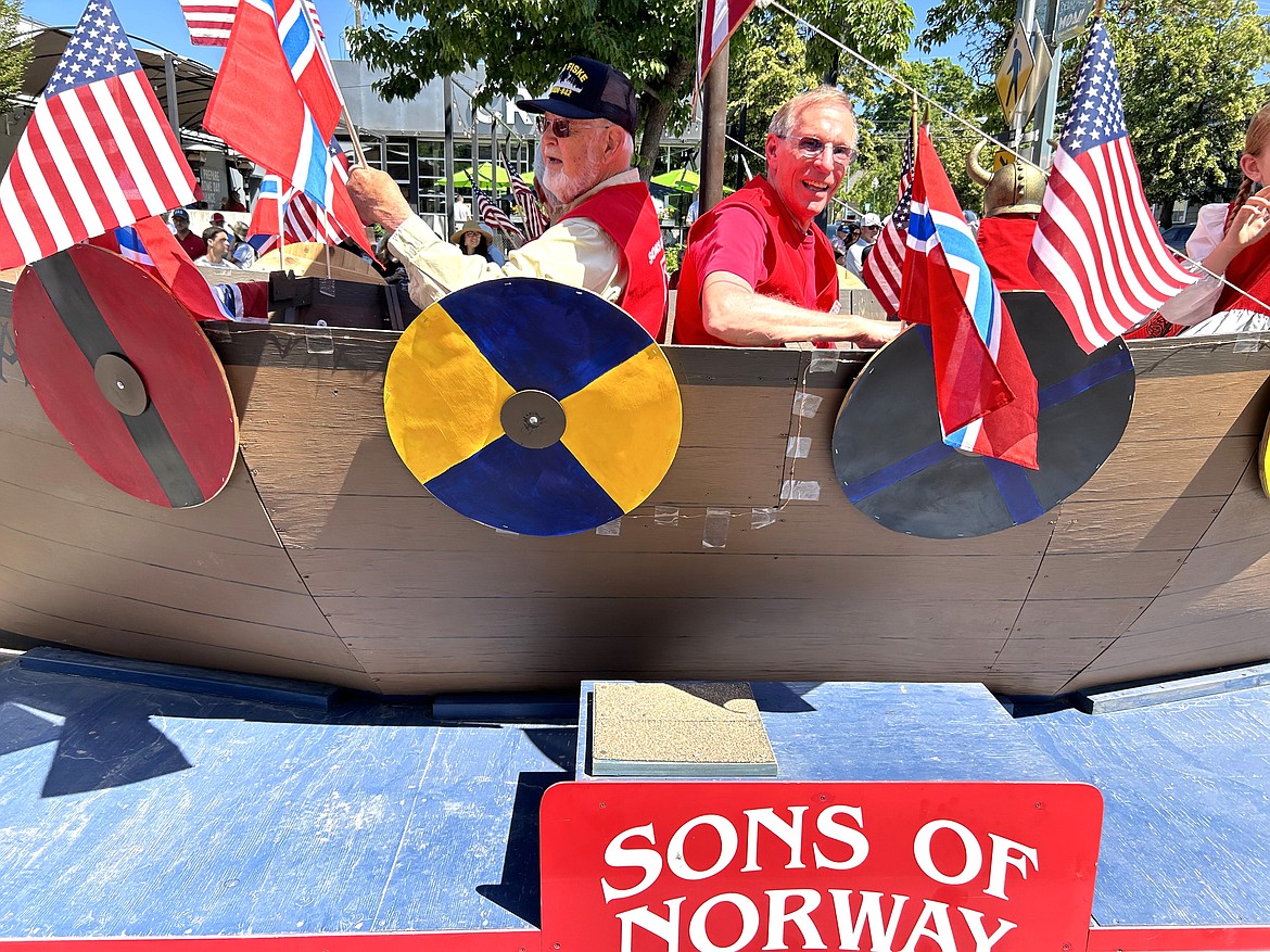 Sons of Norway members Mark Farsdahl and Jerry Hanson enjoy being in the Fourth of July parade in Coeur d'Alene.
 


 

 



Sons of norweay