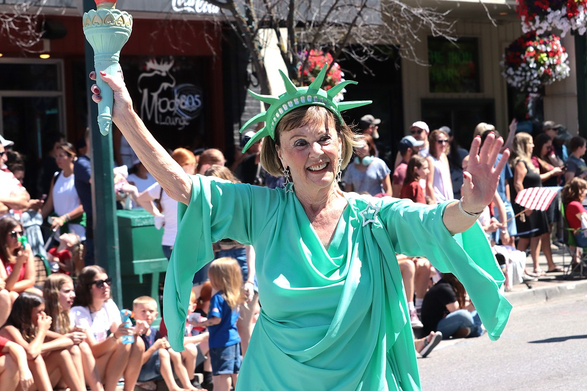 Carolyn Strauch came as the Statue of Liberty for the Fourth of July parade in Coeur d'Alene.