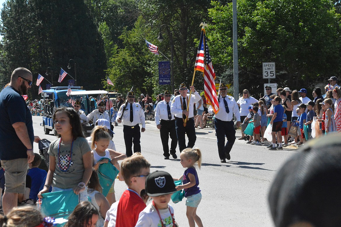 The Ray Welch American Legion Post #13 lead the parade with the presentation of the stars and stripes. (Amy Quinlivan/Mineral Independent)