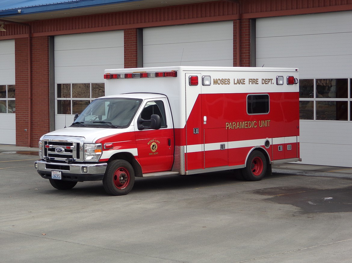 Moses Lake city officials have postponed a presentation from Lifeline Ambulance scheduled for tonight’s Moses Lake City Council meeting. A Moses Lake Fire Department ambulance is pictured.