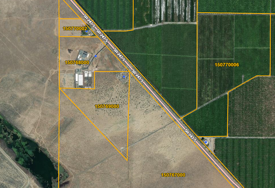 Grant County officials have been working on abatement of a piece of property near Mattawa for about two and a half years. The property in question is the oddly shaped piece labeled 150769000 on the southwest side of State Route 243 S.