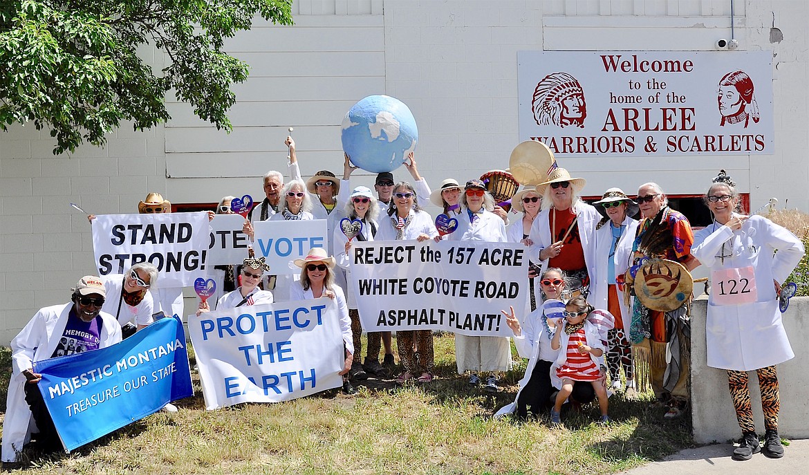 The Science Woman Team (led by Leslie Van Stavern Millar at right) marched in the Arlee parade last Thursday "on behalf of the Montana Constitution, the environment and the right to vote." (Max Gilliam photo)