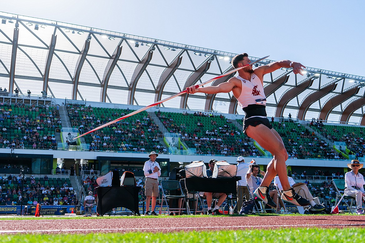 Lee Walburn competes in the javelin at the NCAA Championships. (Photo provided)