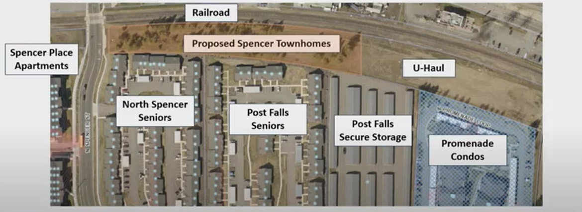 Location markers in the area of the proposed site of the Spencer Townhomes through the Panhandle Affordable Housing Alliance.