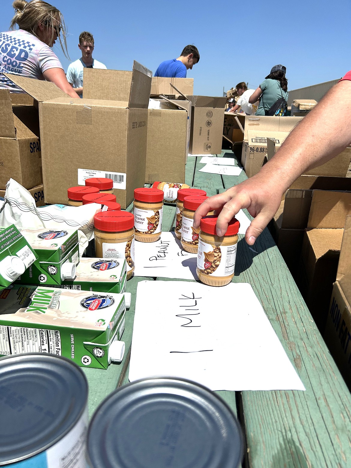 Food is organized Friday for distribution at Sunday's Day of Hope at the Kootenai County Fairgrounds.