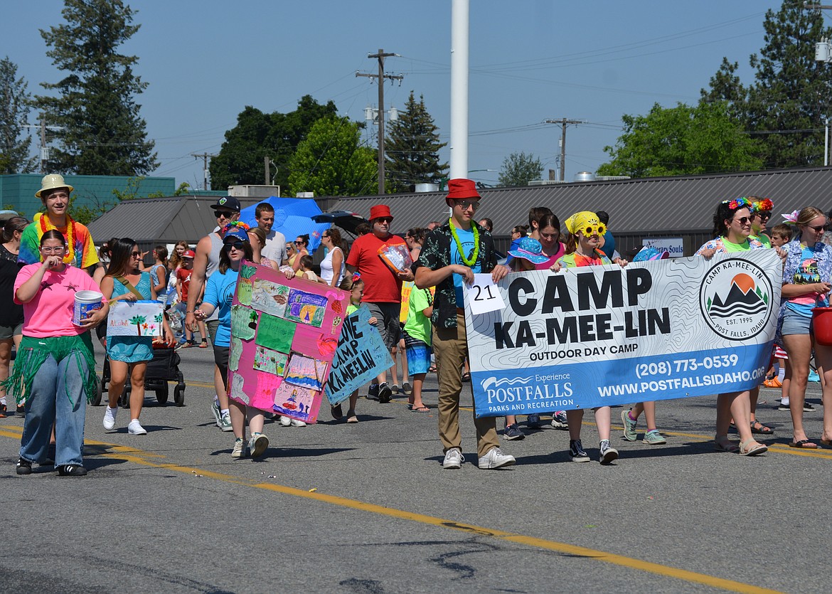 Camp Ka-Mee-Lin took on an island theme as they marched in the Post Falls parade.