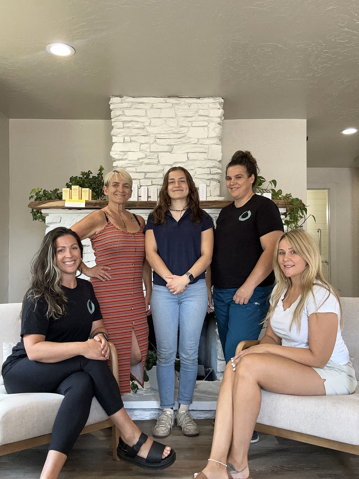 Oasis Salon & Spa staff (from left): Mary Alexis Watson, licensed esthetician; Tracy Mills, lead stylist; Kaylea Cragun, receptionist; Natalie Roberts, licensed massage therapist; and Holly Harms, licensed esthetician.