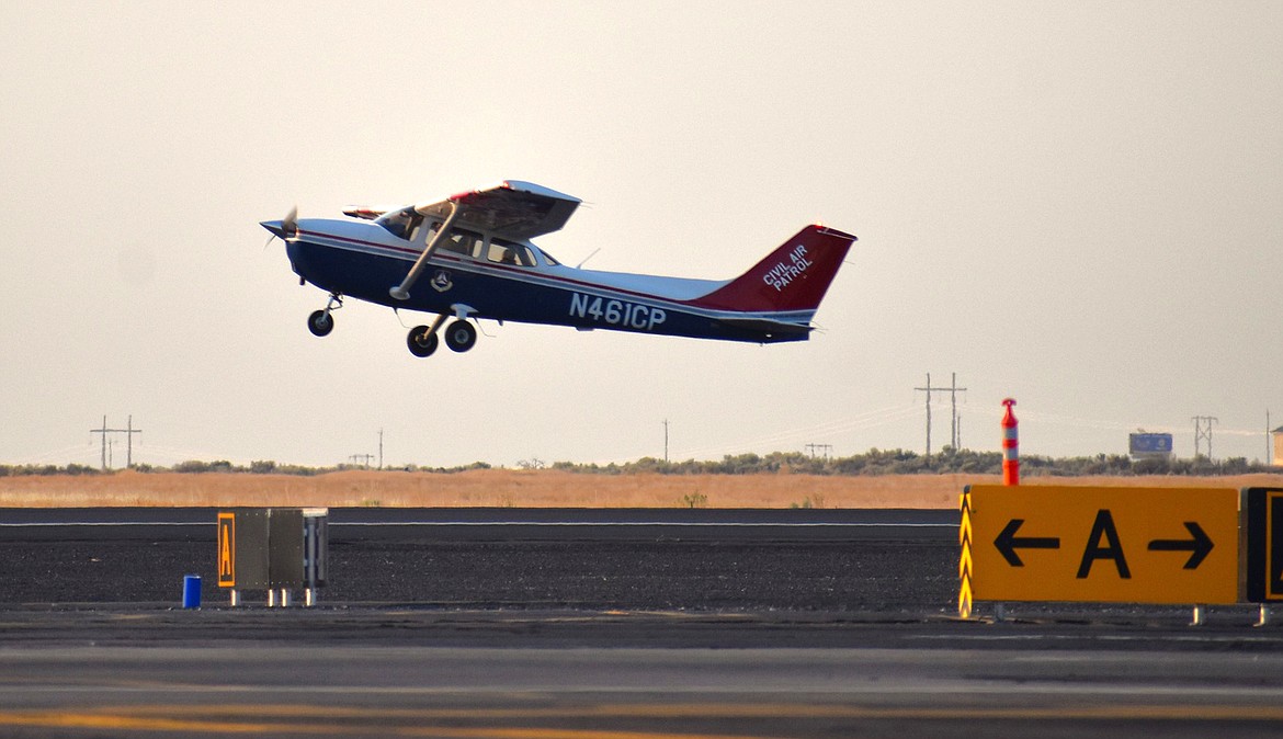 A Civil Air Patrol cadet pilots a trainer plane Thursday at the National Flight Academy at the Ephrata Airport.