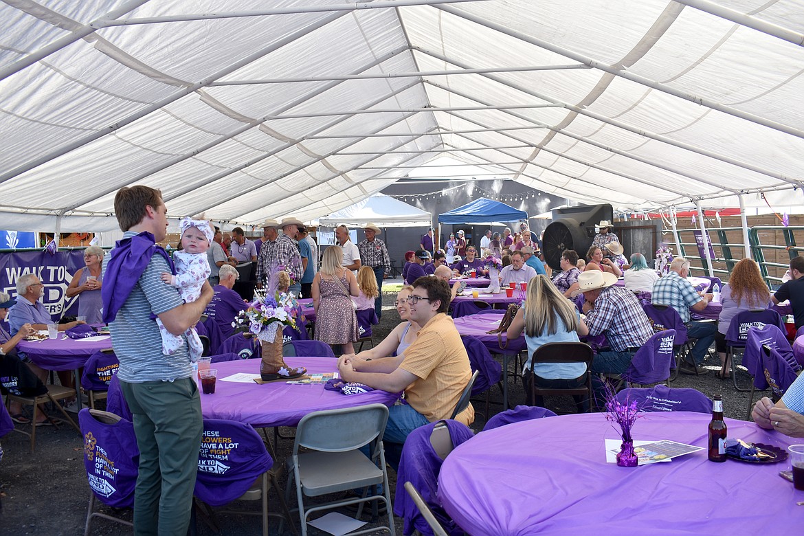 Between 150 and 200 people turned out for the Purple Party in Moses Lake Thursday. The event was to build teams to participate in the Walk to End Alzheimer’s on Sept. 14.