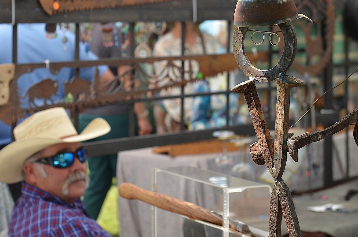 The Drunkin' Blacksmith – Marty Green of Laurel – shared his hand-forged sculptures and artwork during last weekend's Flathead Lake Festival of Art in Polson. (Kristi Niemeyer/Leader)