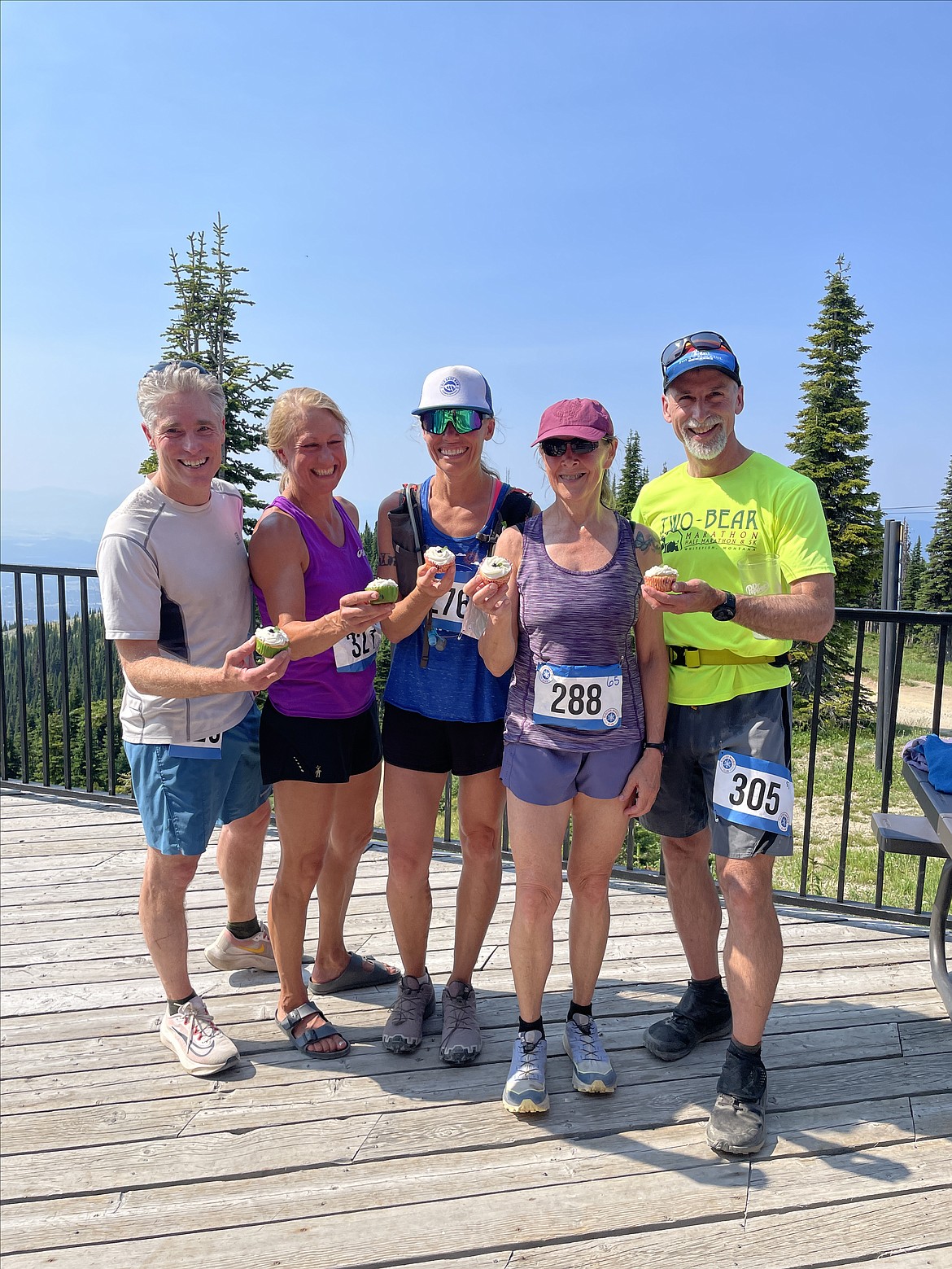 Runners celebrate the Birthday Club with cupcakes at the 42nd annual Big Mountain Run. (Photo provided by Jennie Bender)