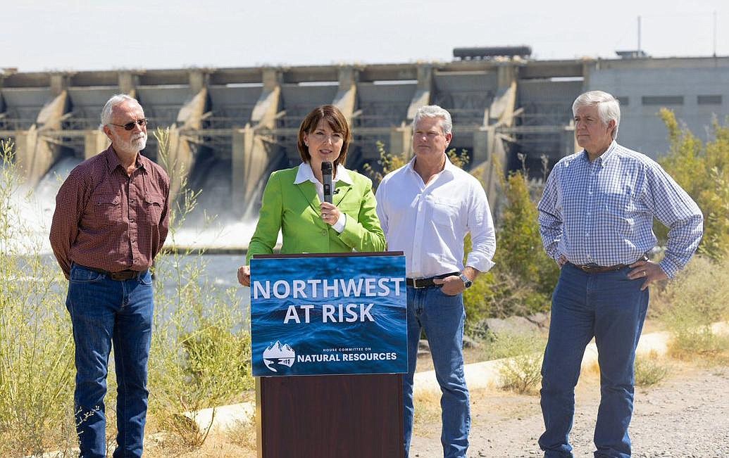 Senator Cathy McMorris Rodgers speaks at an event. The Republican legislator is leaving Congress after multiple terms in office.