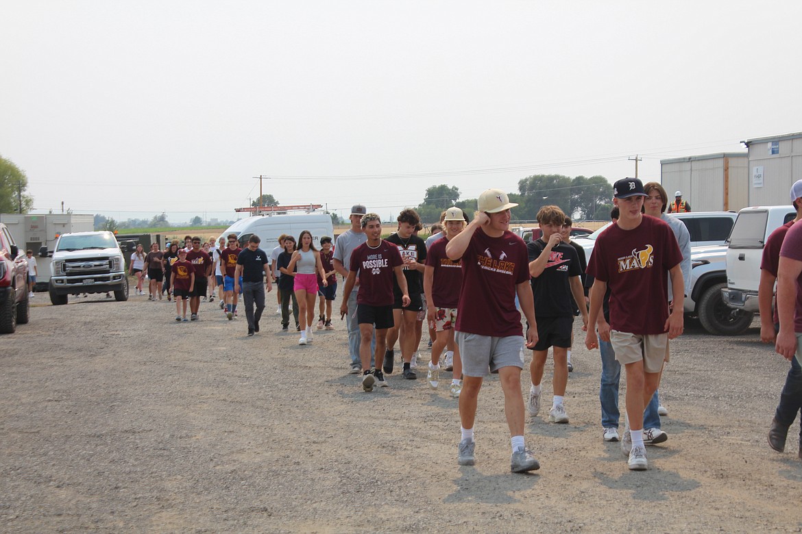 More than 150 Moses Lake students turned out to show their appreciation for a donation from JR Simplot to a group raising money to fund extracurricular activities in the next school year.