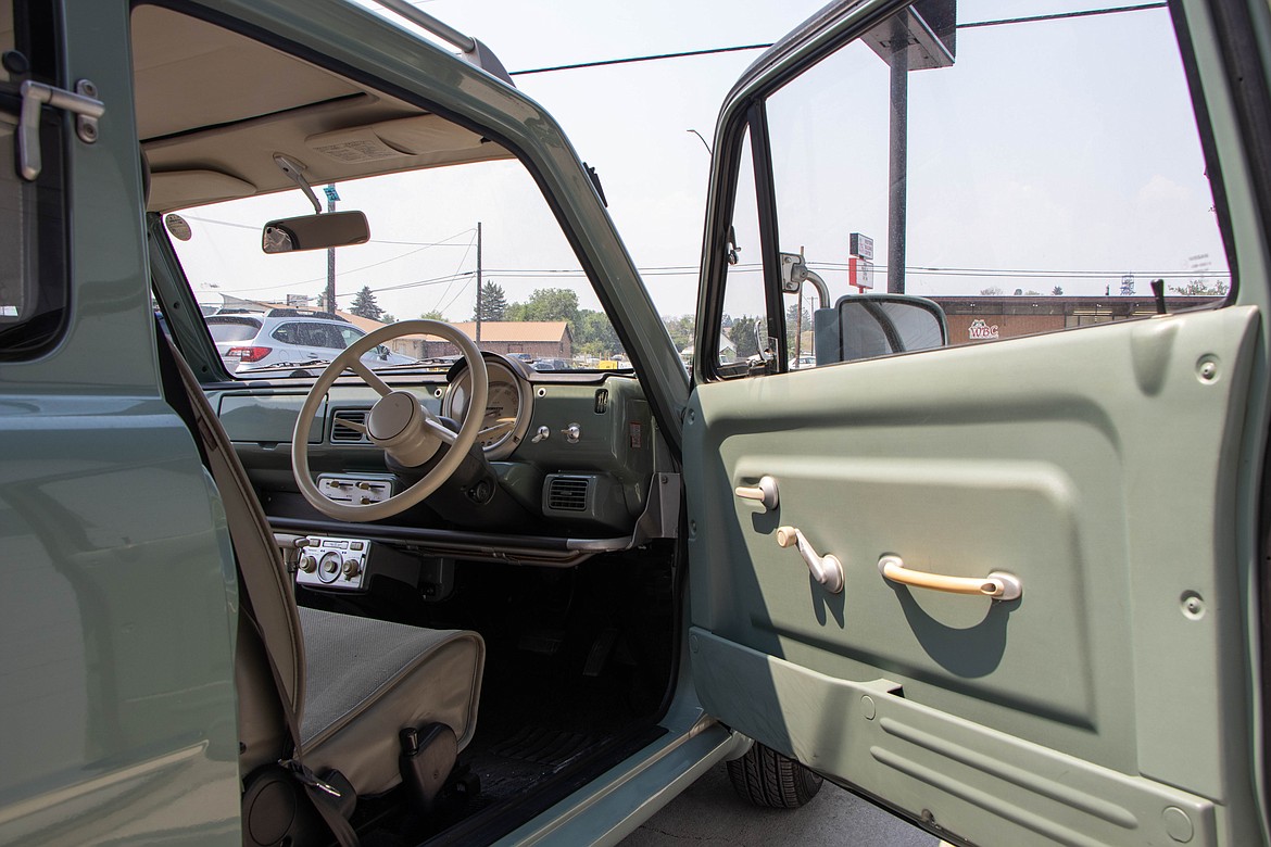 The interior of Heidi Fletcher's car show winner, a 1990 Nissan Pao. Fletcher won the People's Choice award at the 2023 Show N Shine car show in Evergreen. (Kate Heston/Daily Inter Lake)