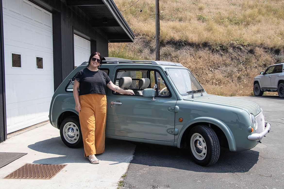 Heidi Fletcher won the People's Choice award for her 1990 Nissan Pao at the 2023 Show N Shine car show in Evergreen. (Kate Heston/Daily Inter Lake)