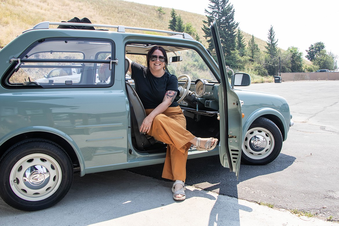 Heidi Fletcher won the People's Choice award for her 1990 Nissan Pao at the 2023 Show N Shine car show in Evergreen. (Kate Heston/Daily Inter Lake)