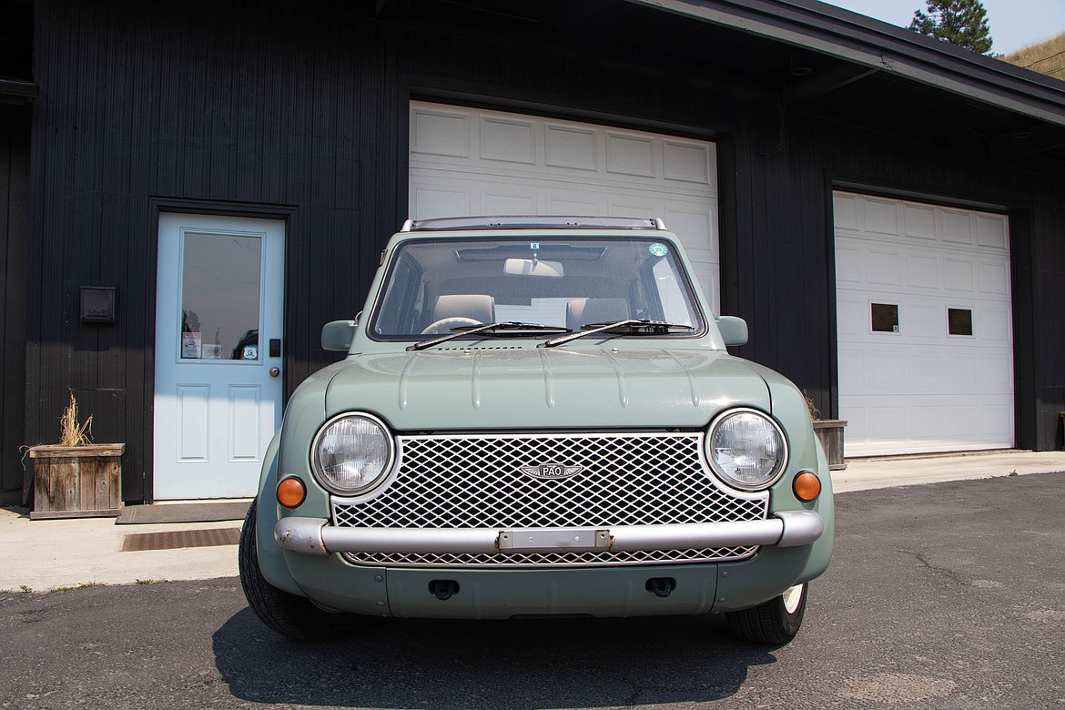 Heidi Fletcher won the People's Choice award for her 1990 Nissan Pao at the 2023 Show N Shine car show in Evergreen. (Kate Heston/Daily Inter Lake)