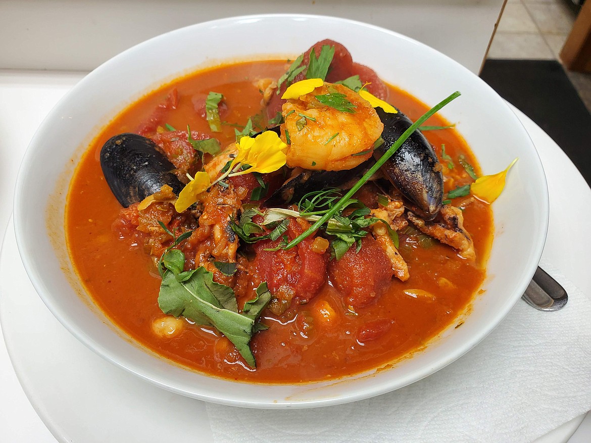 The Mediterranean Fisherman’s Stew includes seafood poached in a savory cioppini-style smoked paprika broth. (Courtesy photo)