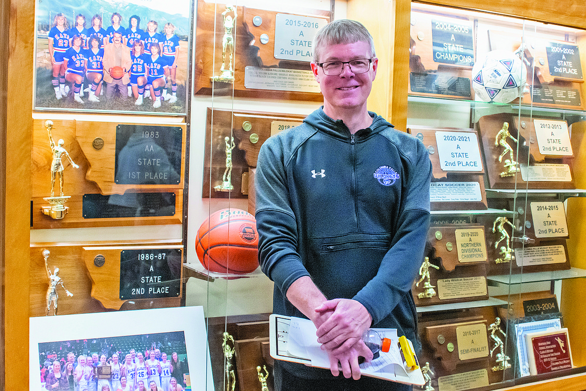 Cary Finberg poses next to the trophy case earlier in the 2024 season.