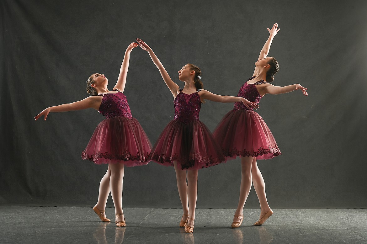 The Academy of Performing Arts offers a variety of dance and music classes including ballet and pointe. Pictured are advanced ballet students Arrayah Wehr, Chloe Davenport and Makayla Davenport. (JMK Photography courtesy of the academy)