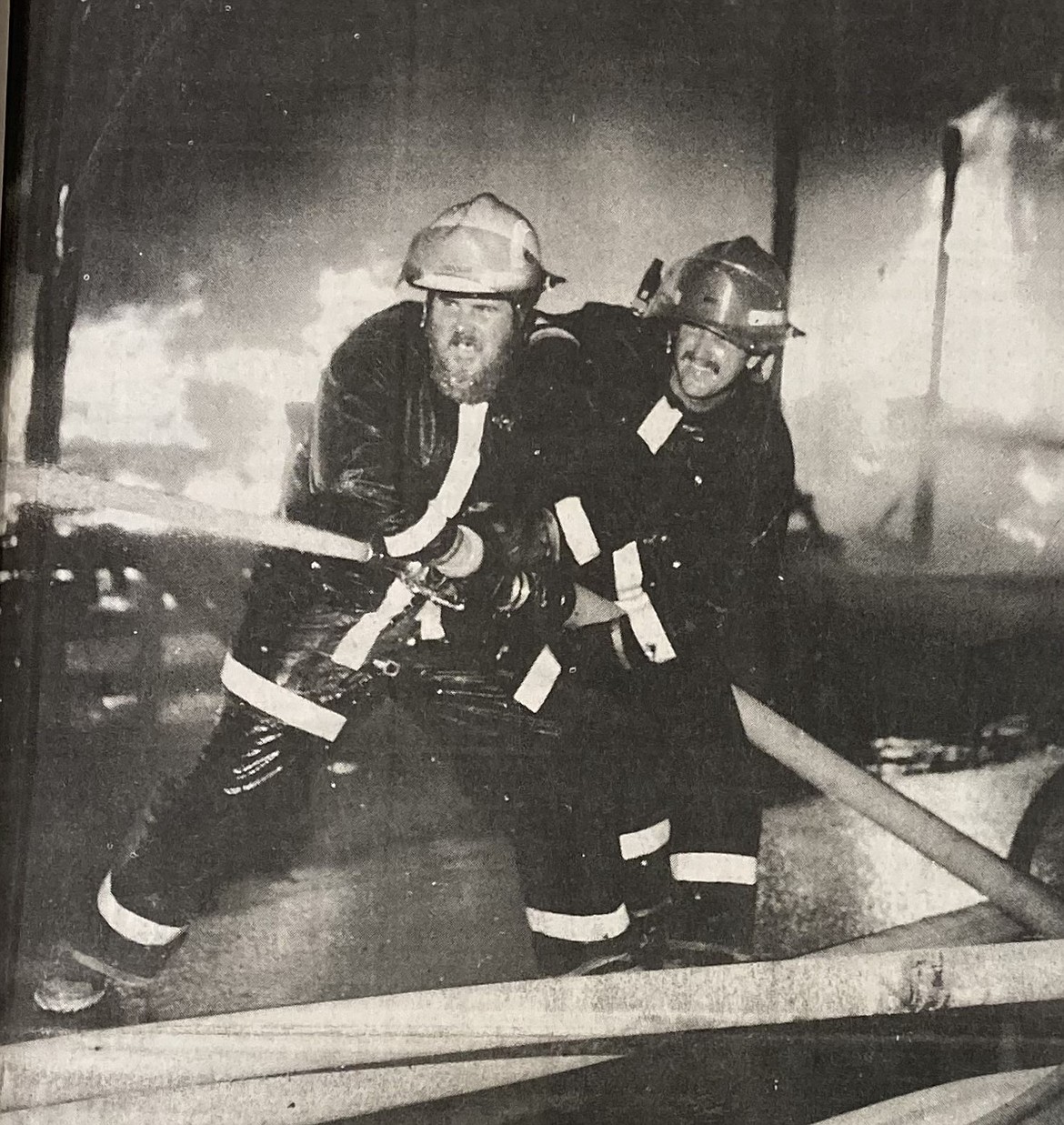 In 1984, Hayden Lake firefighters Dan Miller and Doug Mather battled the roaring IFI Atlas Mill fire.