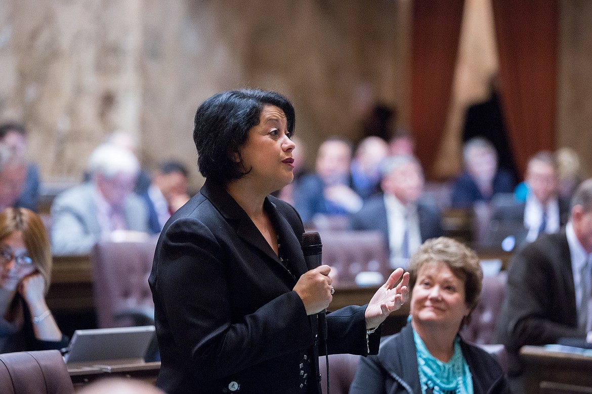 Washington Rep. Lillian Ortiz Self, D-Everett, speaks on the floor in Olympia. Ortiz Self sponsored the Keeping Families Together Act which appears to be having an impact on caseloads in Grant County.