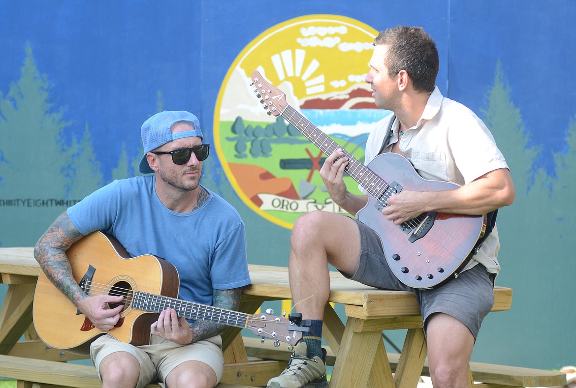 Musicians Brent Jameson and Ben Darce in Whitefish on July 24, 2024. (Matt Baldwin/Daily Inter Lake)