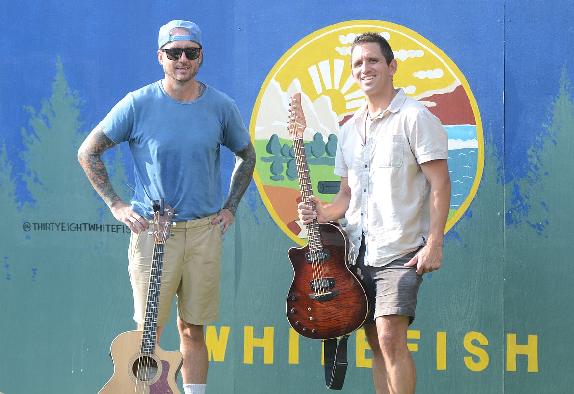 Musicians Brent Jameson and Ben Darce in Whitefish on July 24, 2024. (Matt Baldwin/Daily Inter Lake)