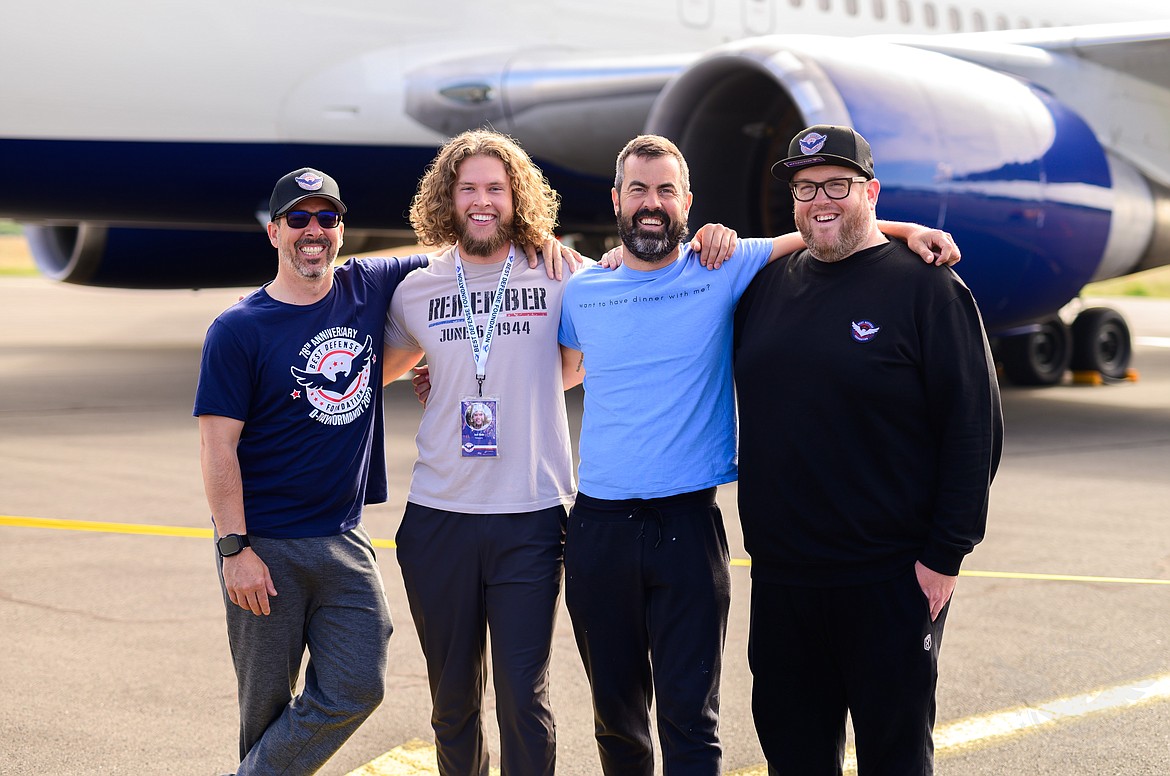 Local men who joined veterans in Normandy for the 80th anniversary of D-Day include, from left, Jerome Pollos, Jack Wade, Adam Schluter and Austin Bishop.