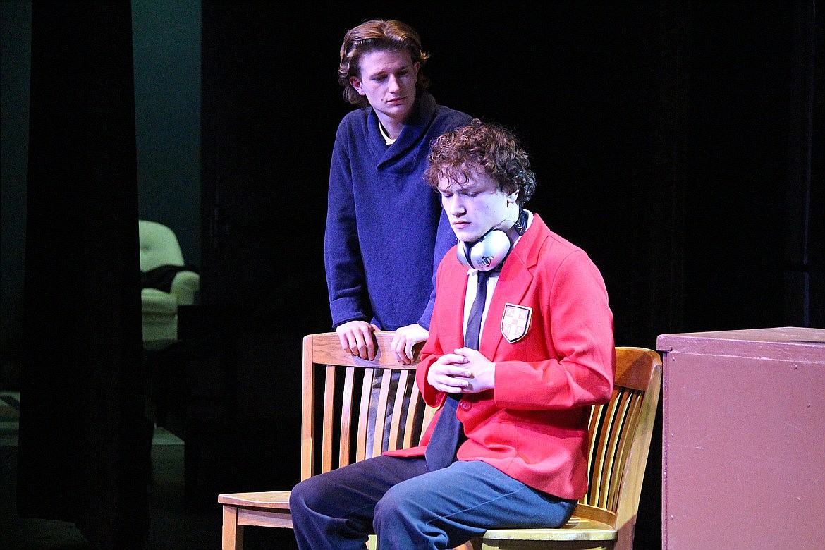 Beck Ashton, left, and Noah Carlile, right, take the stage during the Moses Lake High School production of “The Curious Incident of the Dog in the Night-time" this past winter. Community Athletics and Activities supports extracurricular activities in the Moses Lake School District.