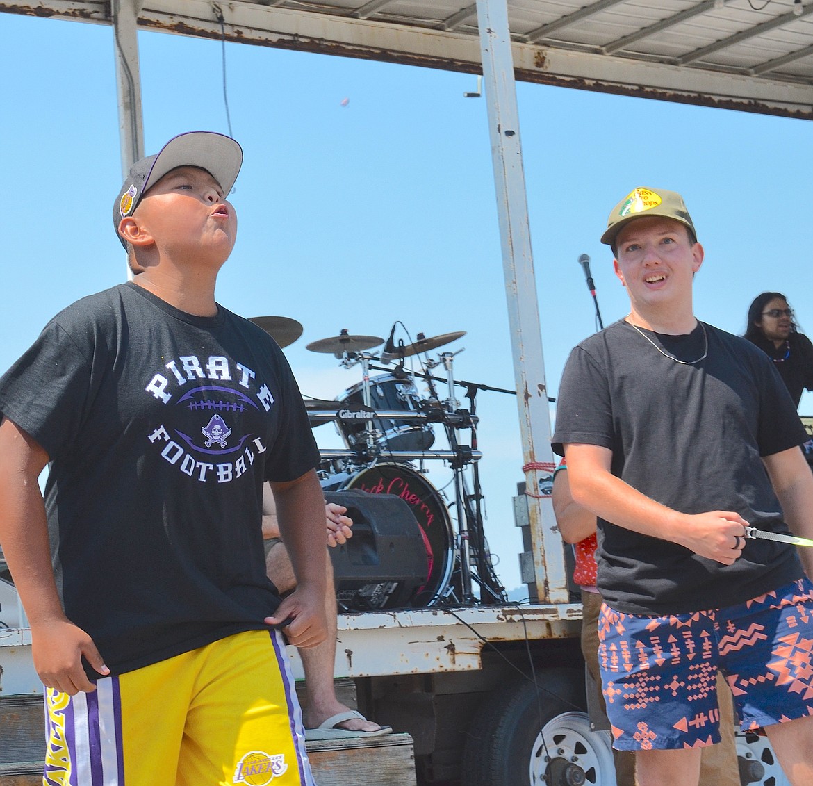 Competitor in the 18-and-younger category had a solid trajectory that put him in the running for first place in Saturday's Pit Spitting Contest in Polson. (Kristi Niemeyer/Leader)