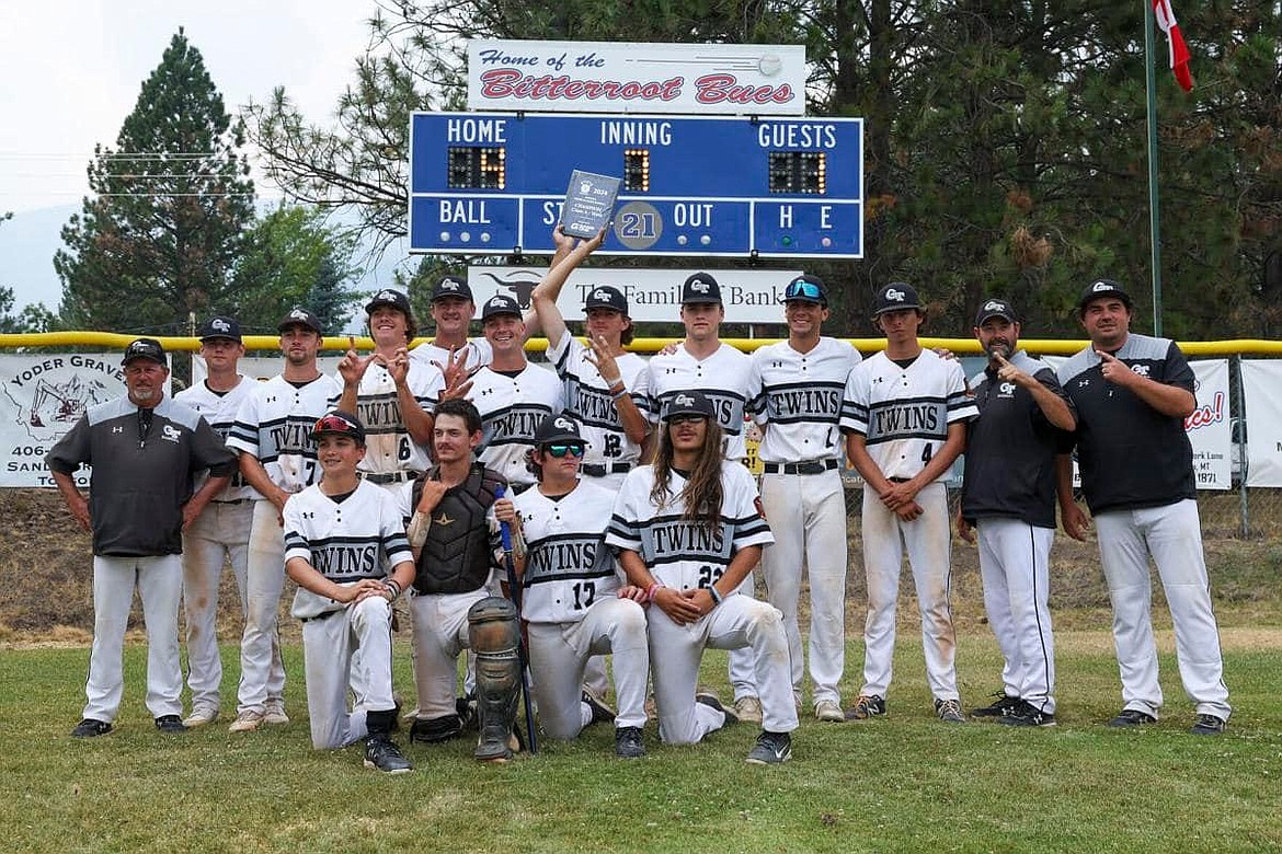 The Glacier Twins celebrate wins in Florence, Montana July 28. The Twins are first in the conference, district champions and are off to state.(Photo by Glacier Twins)