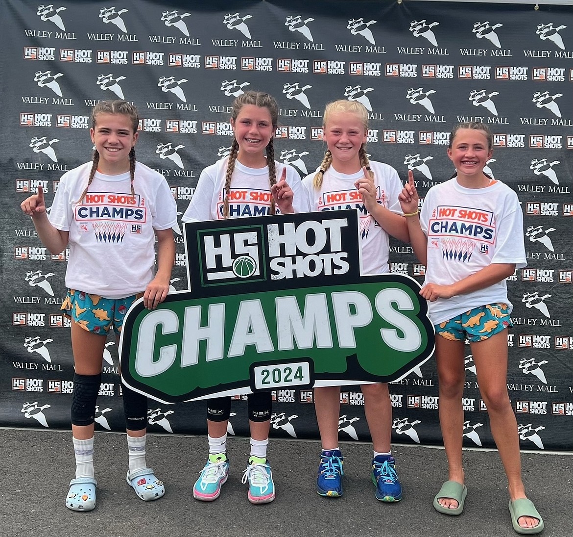 Courtesy photo
The Dino Nuggies won the 6th grade girls championship at the Yakima Hot Shots 3-on-3 tournament last weekend in Yakima, Wash. From left are Emery Talbot, Peyton Brulotte, Jemma DePell and Teagan Phenicie.