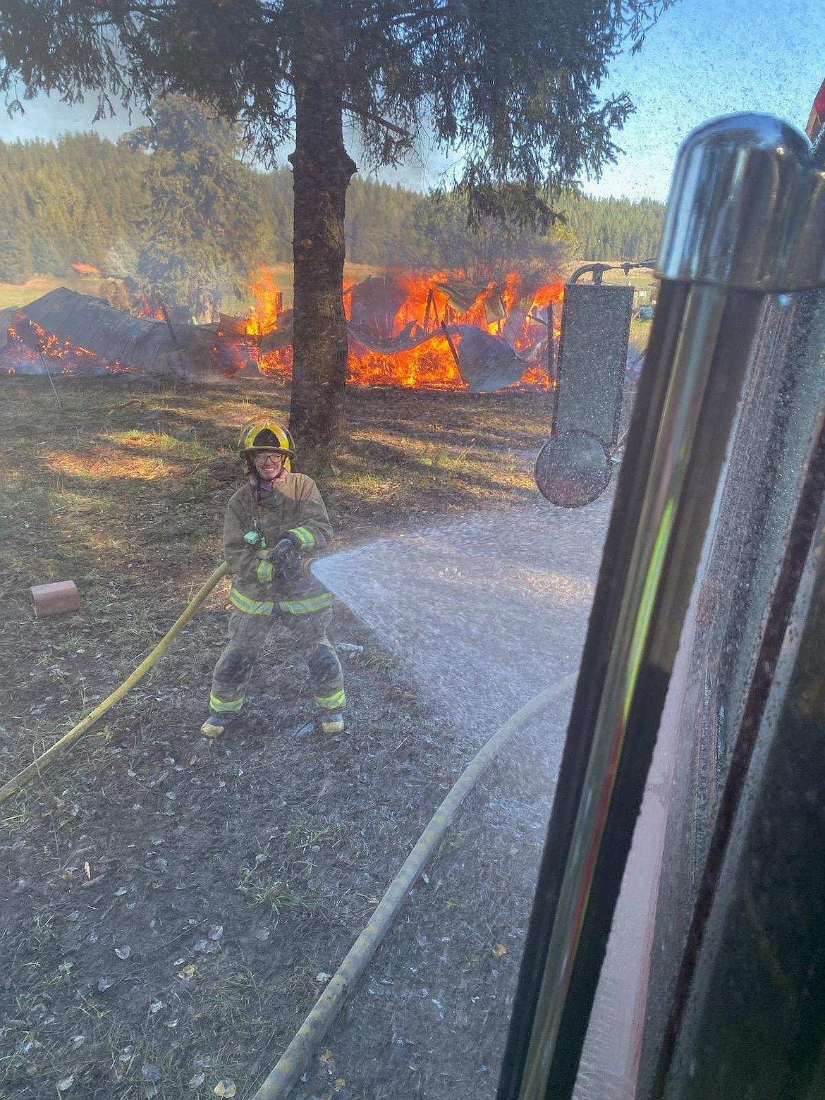 Alexis Vandecovering volunteer firefighter