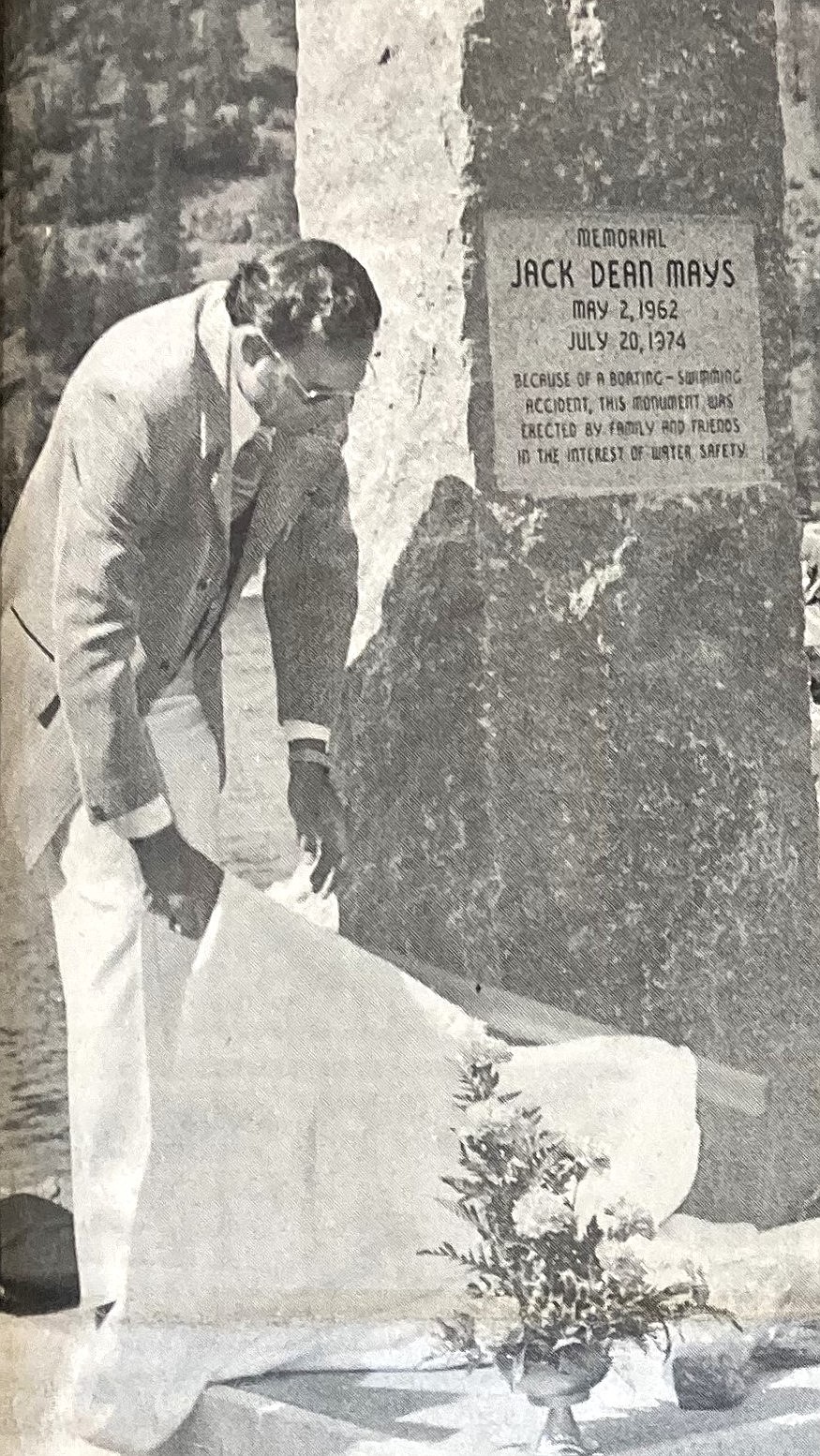 In 1974, Coast Guard petty officer Richard Mays dedicated a water safety monument in memory of his son, Jack.