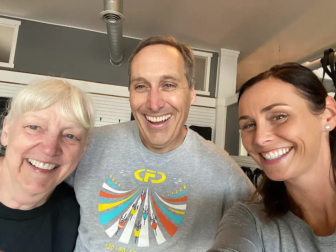 Dr. Geoff Emry is joined by Kathy Canfield-Davis, left, and Kelly Pintler for a pilates lesson.