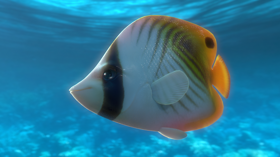 Rendering of a butterfly fish players can interact with when playing "The Last Reef" virtual reality game from NeuroAnimation. (photo provided)