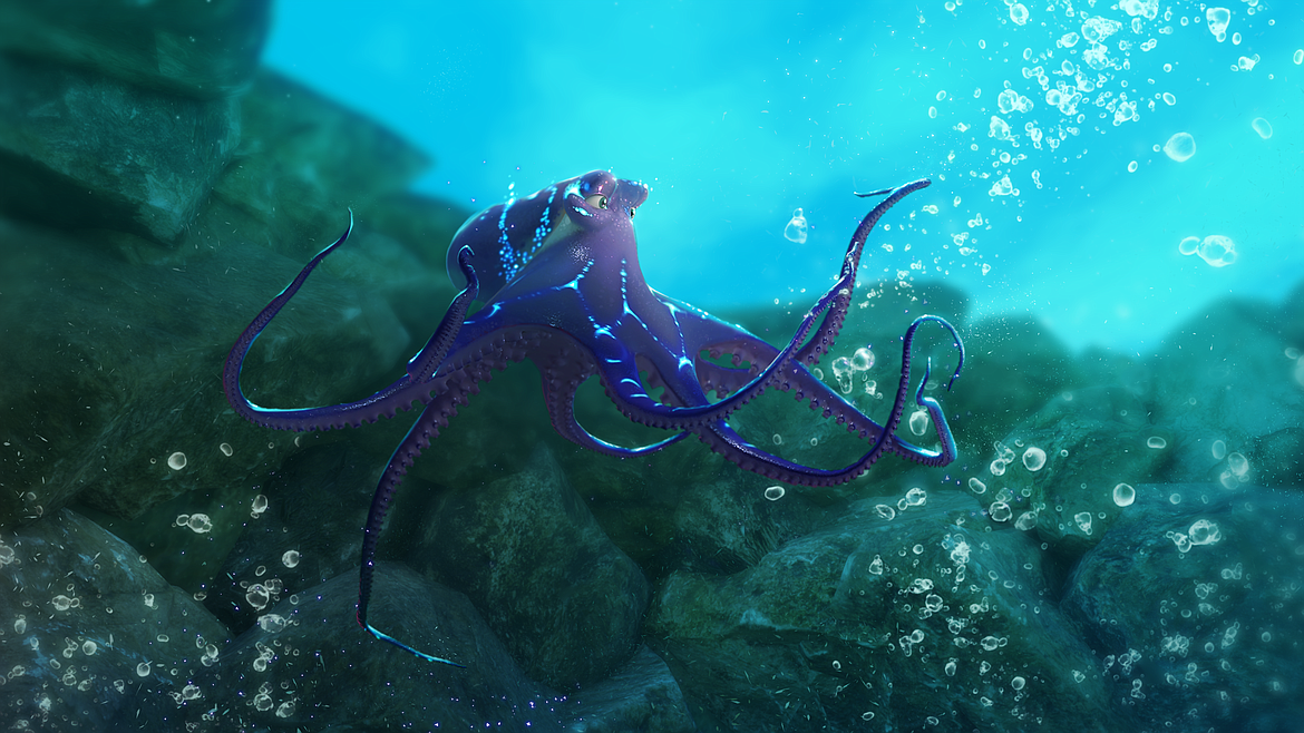 Kana the octopus, created by NeuroAnimation in a virtual reality game that helps stroke survivors recover. (photo provided)