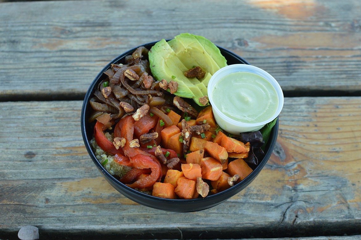 The Northern Lights Saloon menu includes the rainbow bowl with avocado, roasted yams, peppers, and onions served over a bed of quinoa and black beans. (Summer Zalesky / Daily Inter Lake)