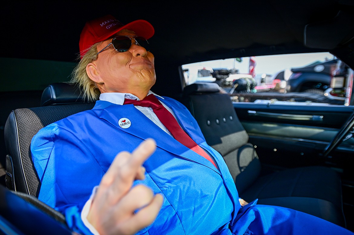 A Donald Trump manniquin inside a 1970 Cadillac Deville at the Evergreen Show N' Shine at Conlin's Furniture on Saturday, Aug. 3. (Casey Kreider/Daily Inter Lake)