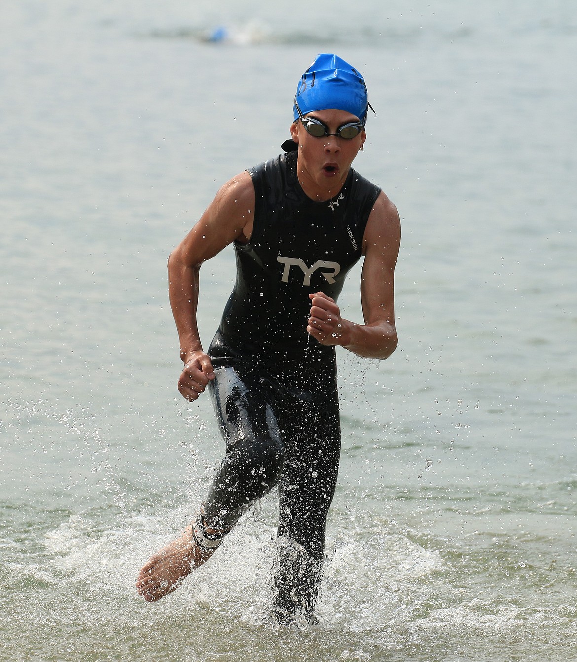 Sandpoint's Bodi Demmons, 14-years-old, nears the Long Bridge Swim finish line. Demmons finished 18th overall with a time of 41:05.