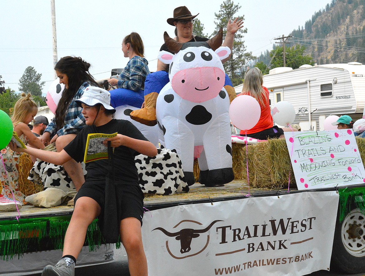 Marie Boyce represented the TrailWest Bank branch of Superior well in her blow up cow costume. (Mineral Independent/Amy Quinlivan)