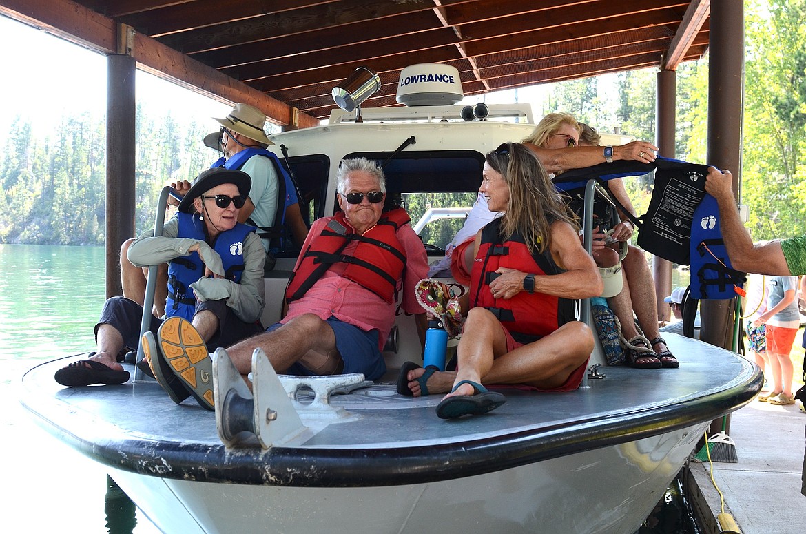 A boatload of visitors sets sail on the Flathead Lake Bio Station's 30-foot research vessel, the Jessie B, during the open house last Friday. (Kristi Niemeyer/Leader)