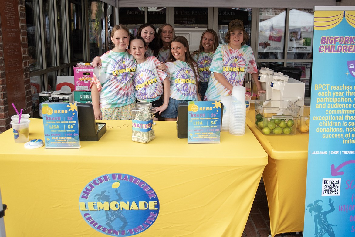 Childrens Theatre members sell lemonade in front of the Bigfork Playhouse during Festival of the Arts Saturday, August 3. (Avery Howe/Bigfork Eagle)