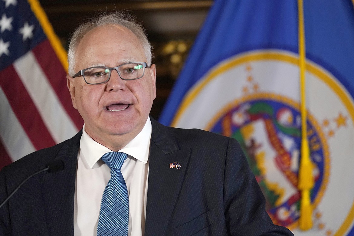 Minnesota Gov. Tim Walz speaks to the media, Nov. 9, 2022, in St. Paul, Minn. (AP Photo/Abbie Parr, File)